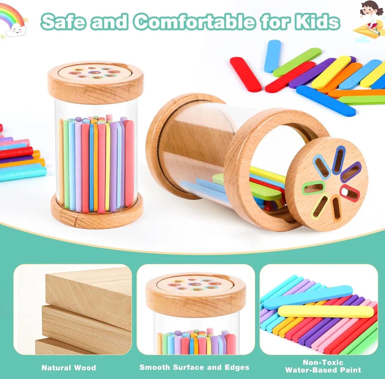 Montessori Toys Wooden Color Sorting Toys Fine Motor Skills Sensory Matching Games Educational Kid Toys For 1-3 Year Old 3+ Gift